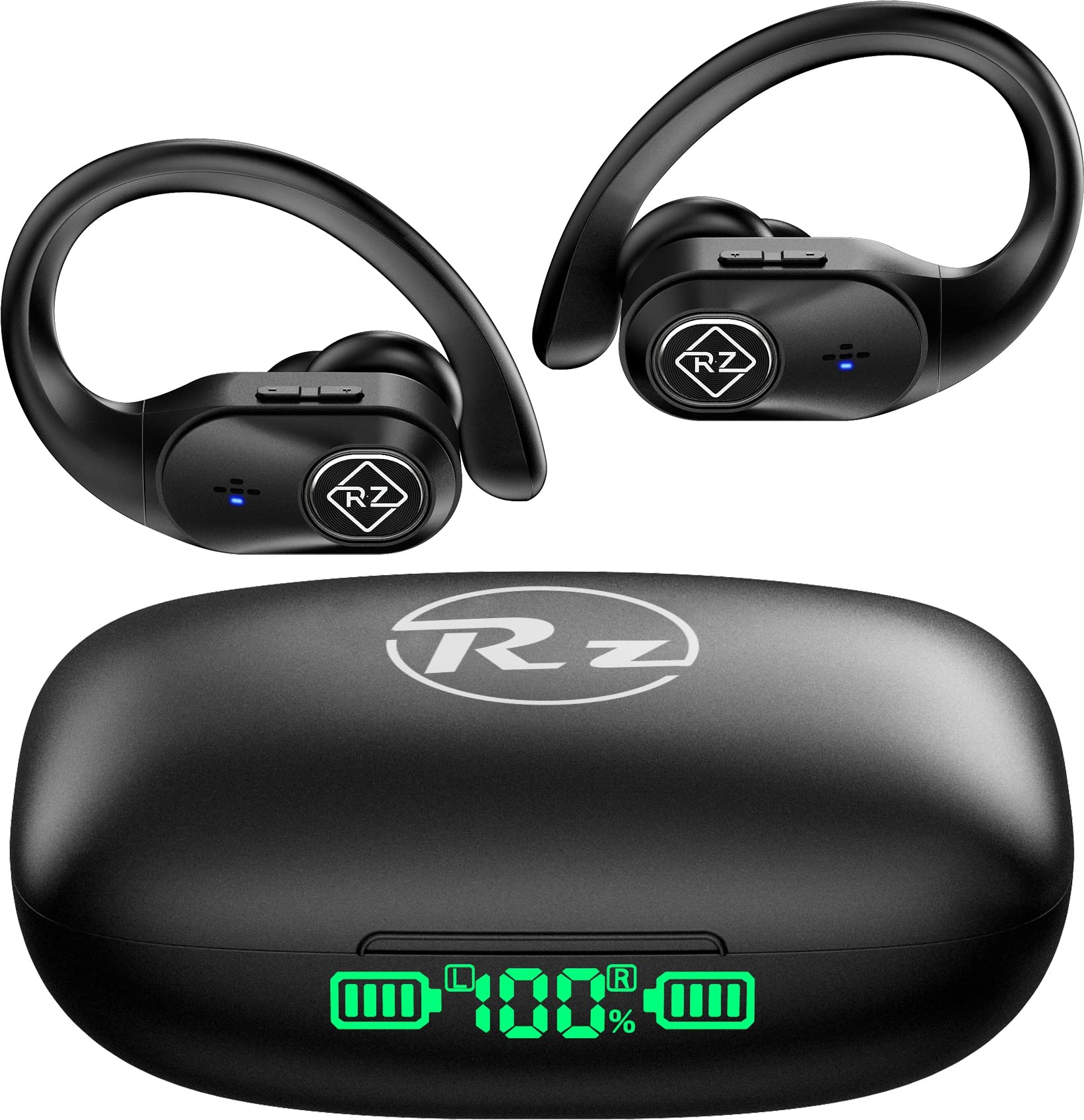 **Wireless Bluetooth Earbuds with Wireless Charging Case, 40H Playtime, LED Display, Built-in Mic, IPX7 Waterproof, Deep Bass - for Sports, Running, Workout, TV & Office Use**