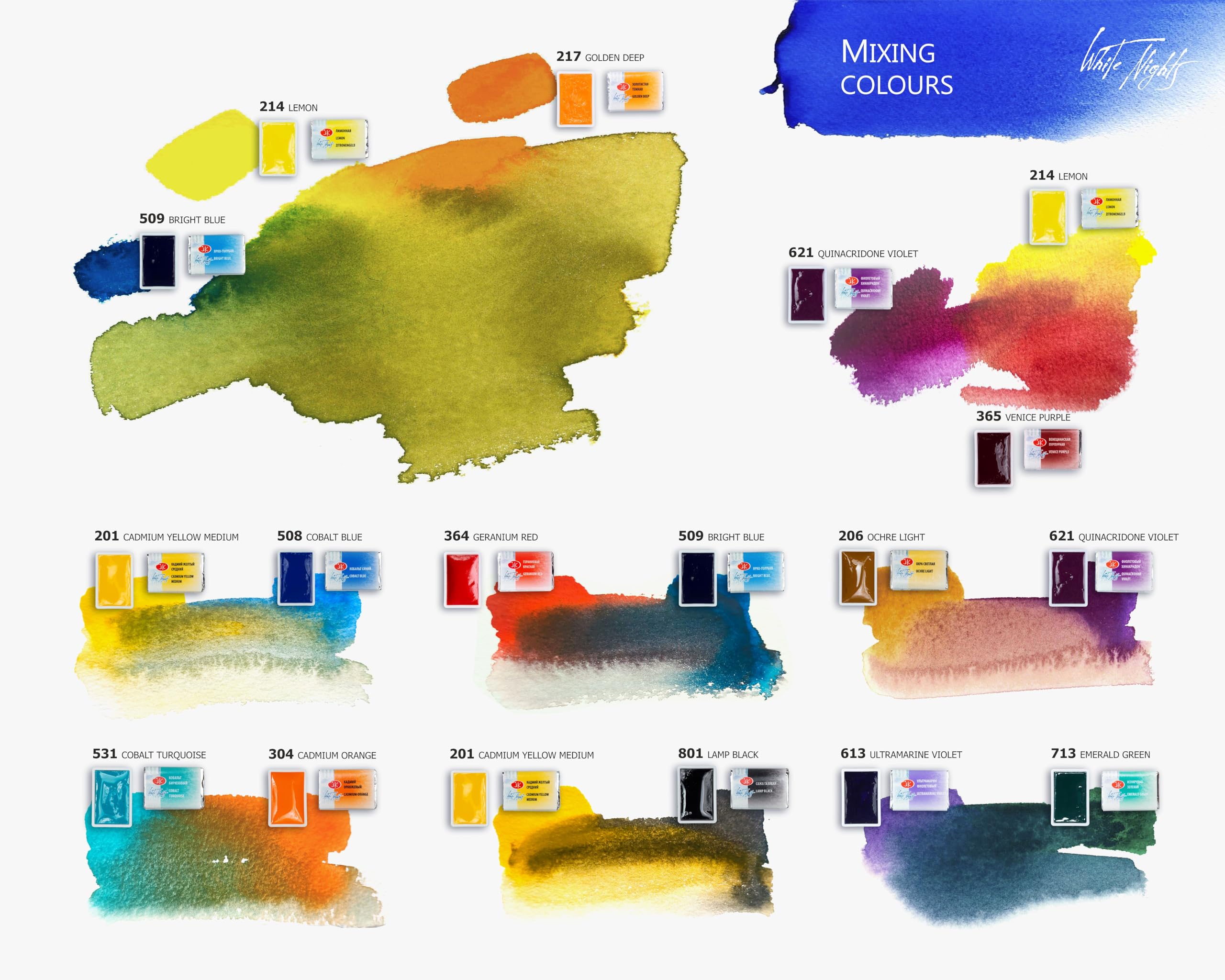 Premium White Nights Extra Fine Artists Grade Professional Watercolor Set - 21 Full Pans in Metal Case by Nevskaya Palitra - Perfect for Studio Painting, Outdoor Sketching & Watercolor Art Projects