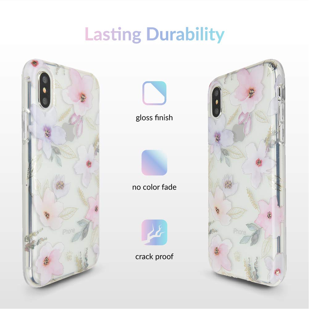 VELVET CAVIAR iPhone Xs & X Case - Floral Clear Protective Phone Cover for Women & Girls | Cute Magnolia Flower Design | Perfect for Everyday Use, Work & School