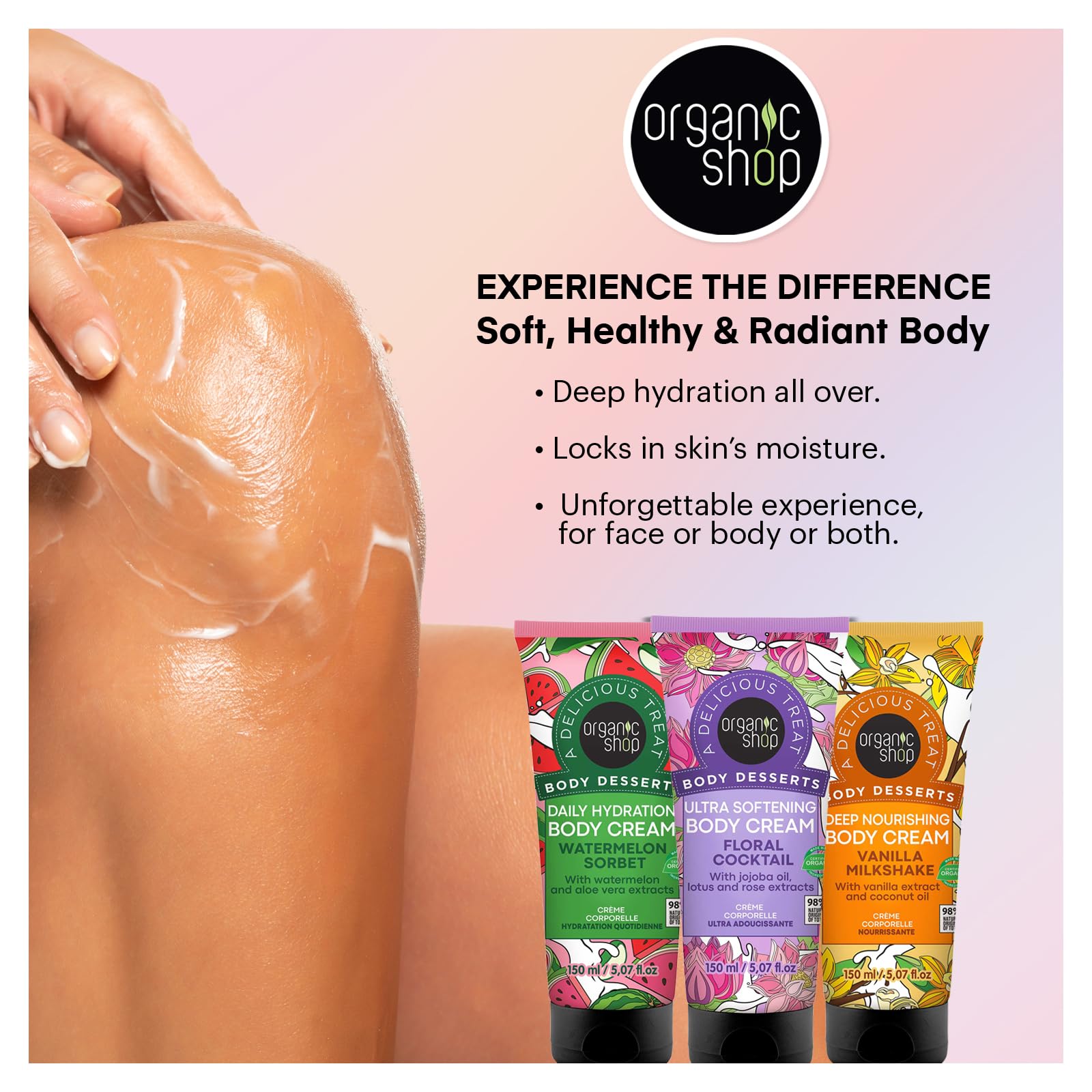 Organic Jojoba Oil & Lotus Rose Extract Body Cream - Ultra Softening Hydrating Vegan Moisturizer for Face, Hands & Body - 150ml Daily Intensive Care Lotion for Dry Skin Relief & Nighttime Hydration
