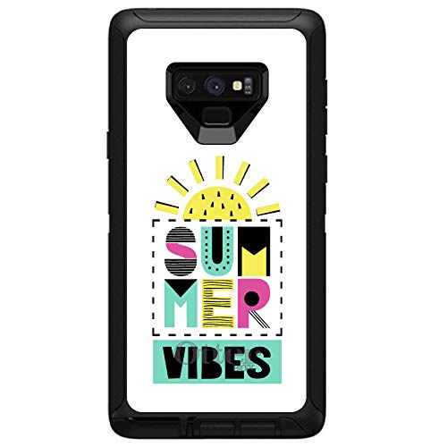 DistinctInk Protective Case for Samsung Galaxy Note 9 - Durable OtterBox Defender Replacement - Summer Vibes Teal Yellow Pink Design - Shockproof Phone Cover for Outdoor, Travel & Daily Use