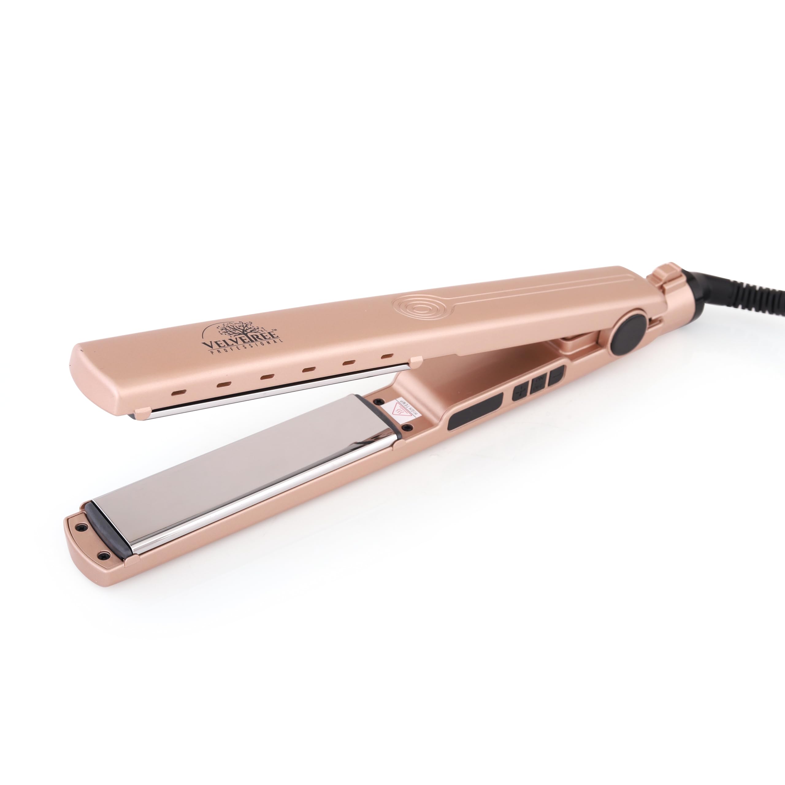 Velvetree Professional Hair Straightener with Diamond Titanium Plates - Adjustable Temperature Control & Rose Gold Design - Perfect for Salon, Home Use & Travel Styling
