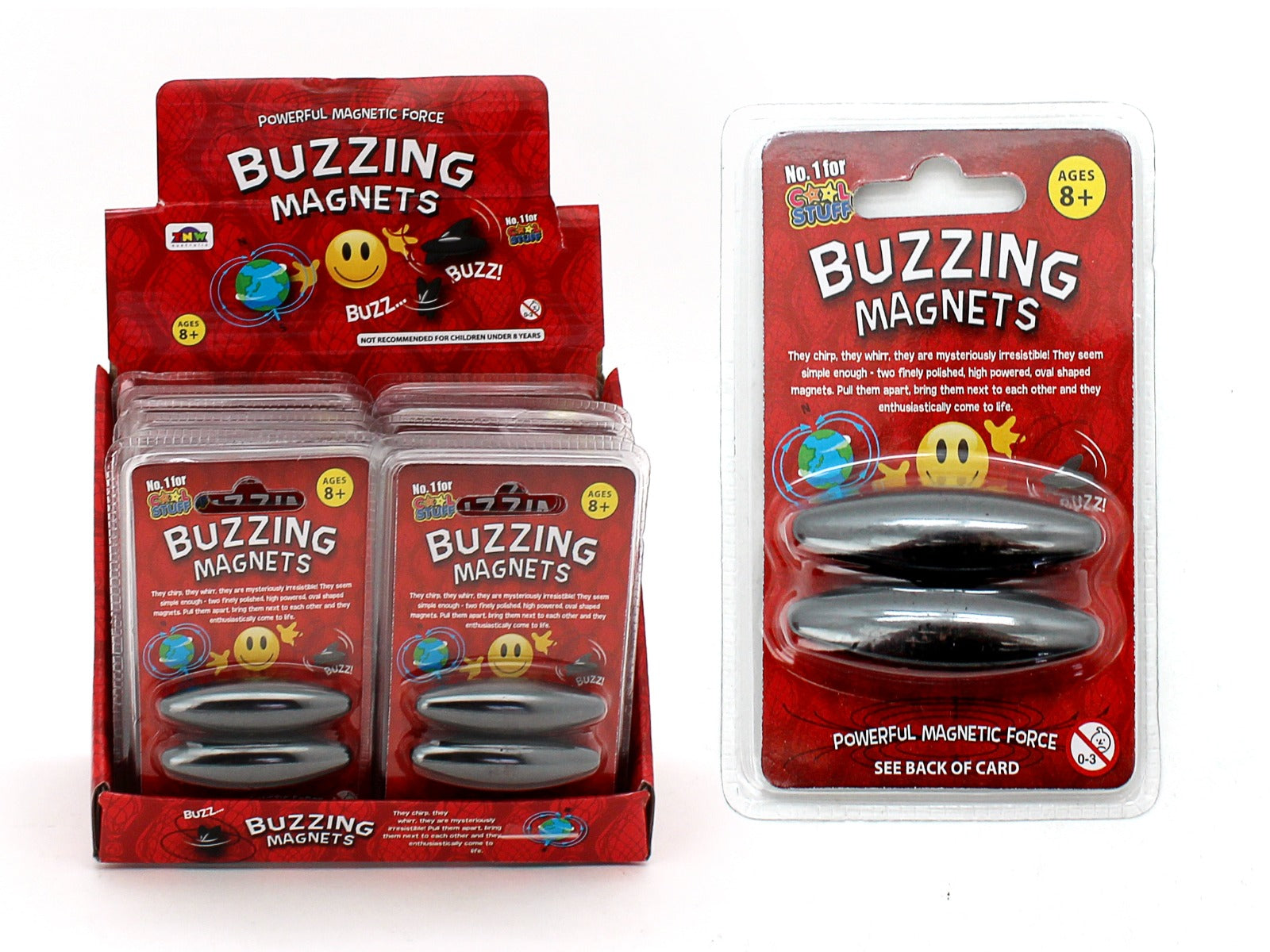 2-Piece Strong Magnetic Buzzing Magnets Set - High Power Neodymium Magnets in Red Blister Pack for DIY Projects, Science Experiments & Office Organization