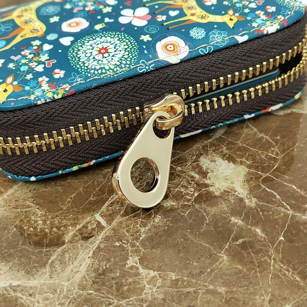 MOYYO RFID Blocking Leather Credit Card Holder with Zipper - Stylish Printed Wallet for Women & Girls | Perfect for Travel, Shopping, and Everyday Use