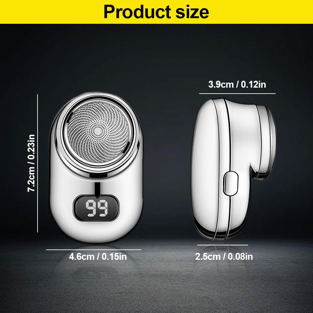 2024 New Mini Electric Shaver for Men - Fast Charging, Digital Display, USB Rechargeable, Waterproof Beard Trimmer with Mirror - Portable Travel & Gym Shaver (Blue) - Perfect for Home, Office & On-the-Go Grooming