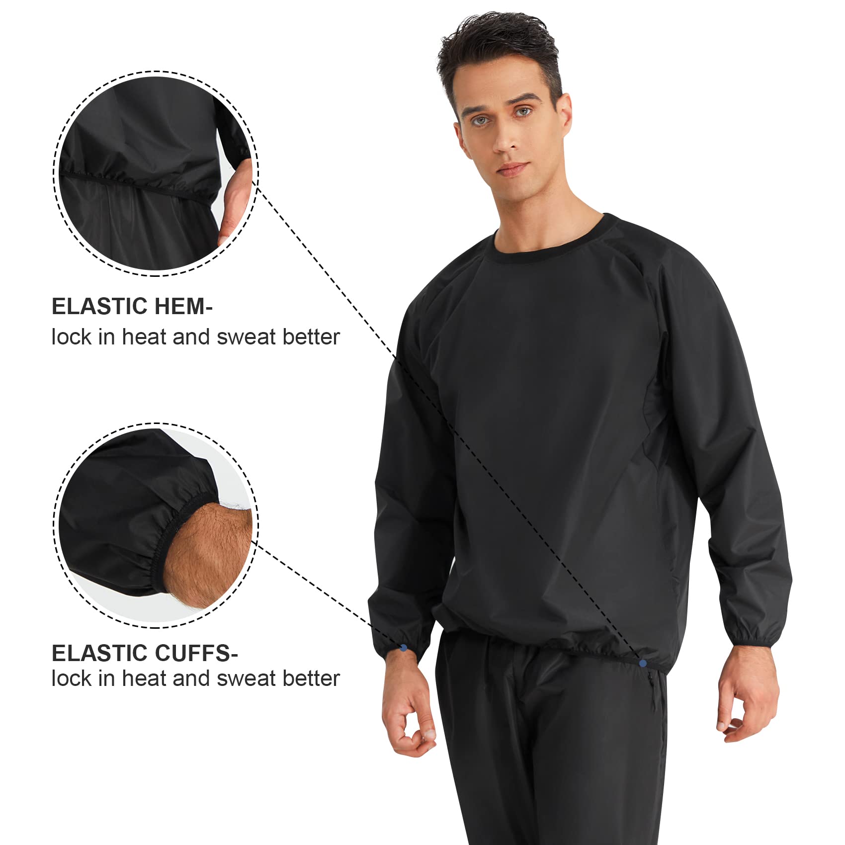 Men's Sauna Suit - Sweat Shirt & Pants Set for Weight Loss, Boxing & Gym Workouts - Durable Non-Rip Fabric for Intense Training - Perfect for Home Sauna, MMA, and Fitness Routines