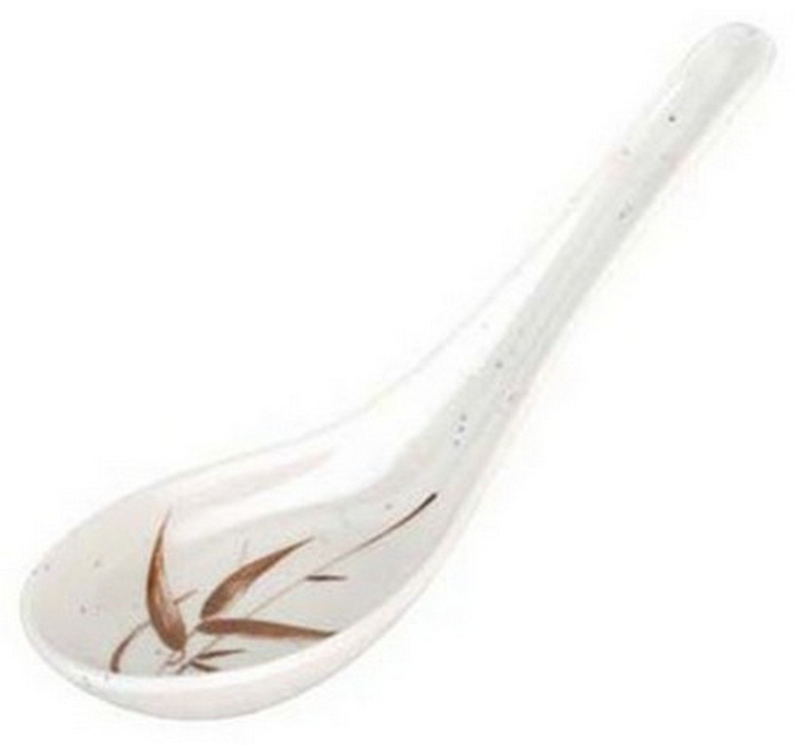 60 Pack Japanese Style Soup Spoons - Asian Rice, Pho, Ramen & Wonton Soup Spoons - Beige Reed Design for Home Dining, Restaurants & Takeout Meals