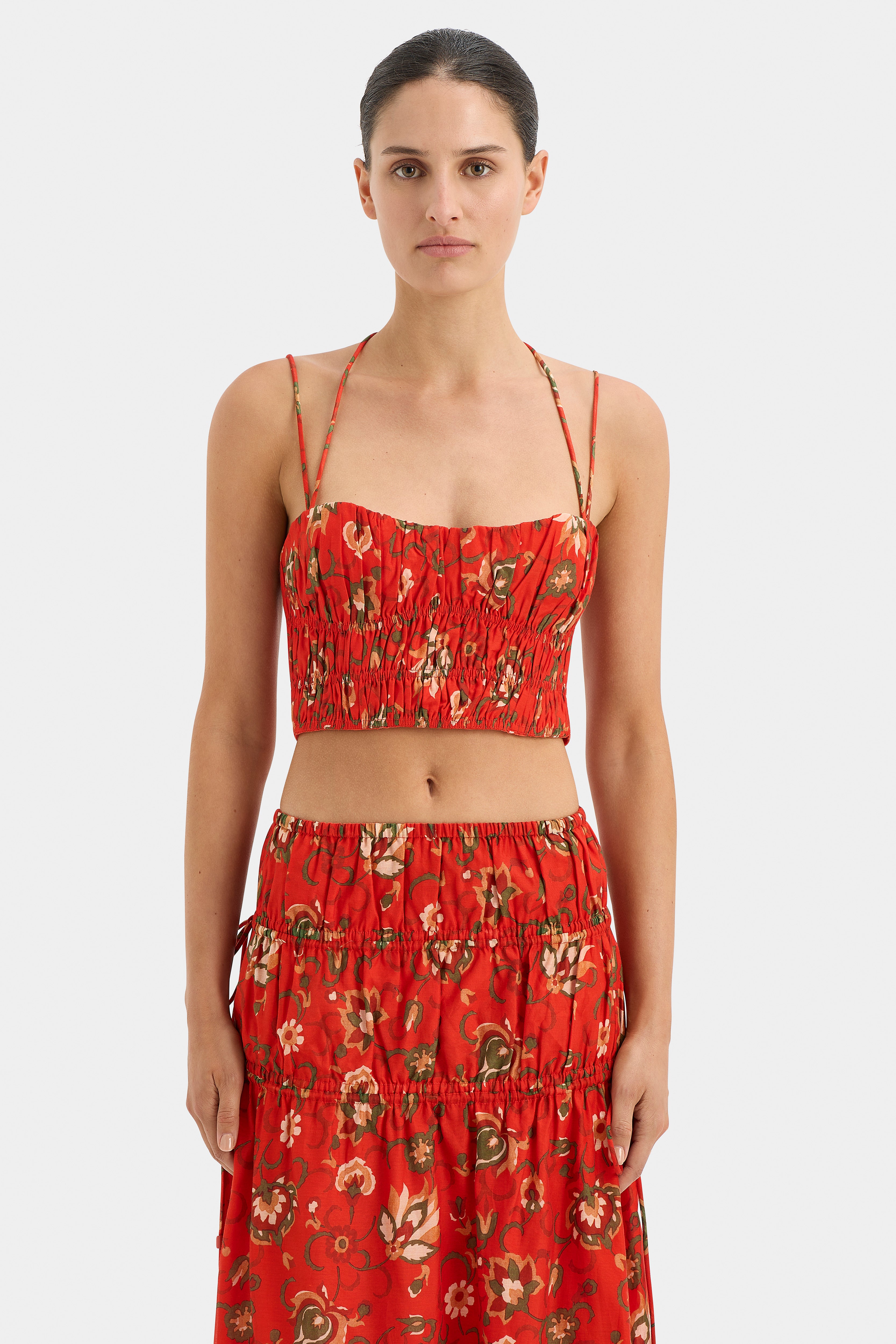 Reyes Gathered Halter Top for Women - Stylish Summer Crop Top with Adjustable Straps | Perfect for Beach, Party & Casual Outfits