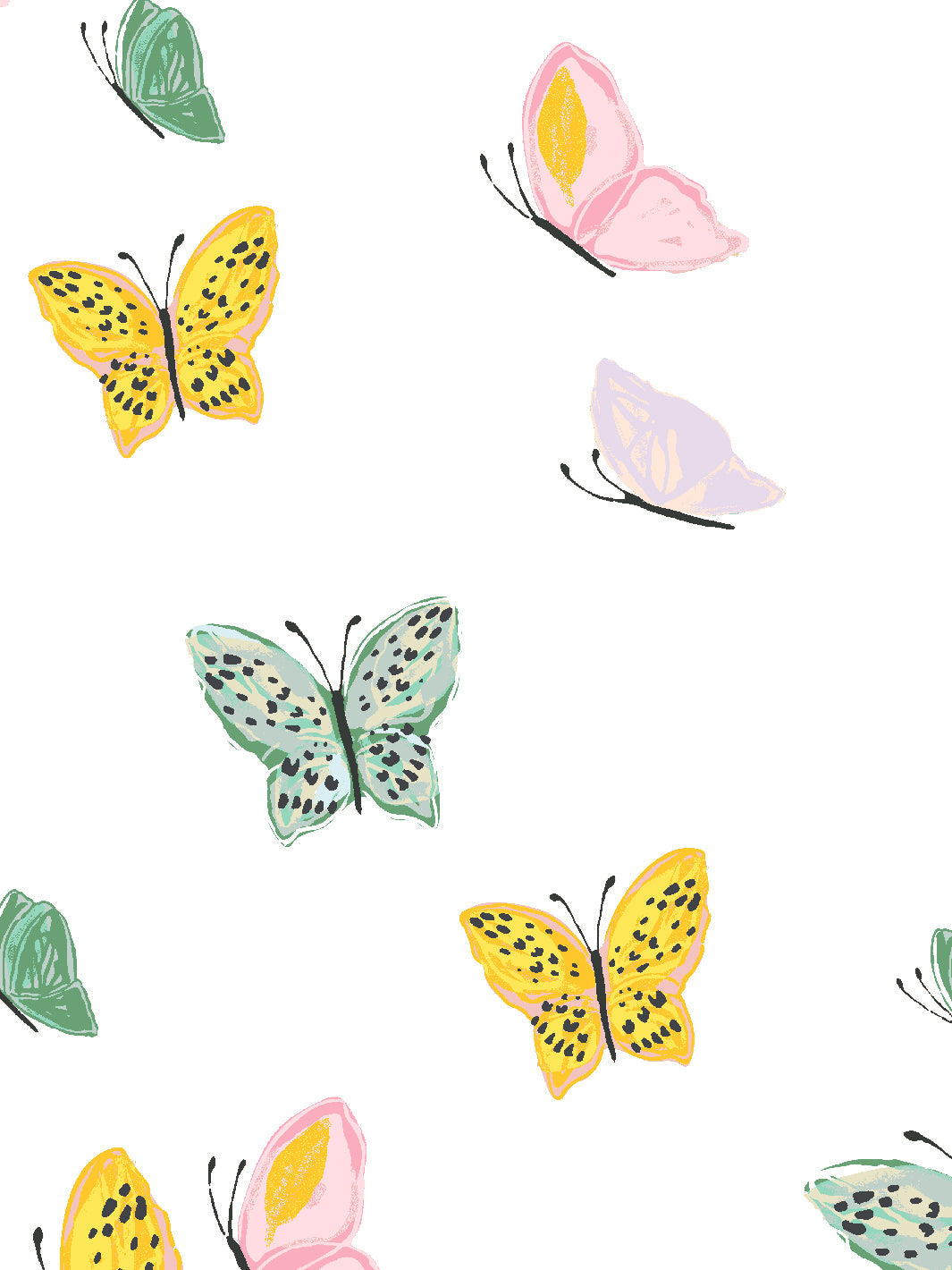 Mariposa White Wallpaper by Tea Collection - Elegant Floral Design for Living Room, Bedroom & Nursery Decor