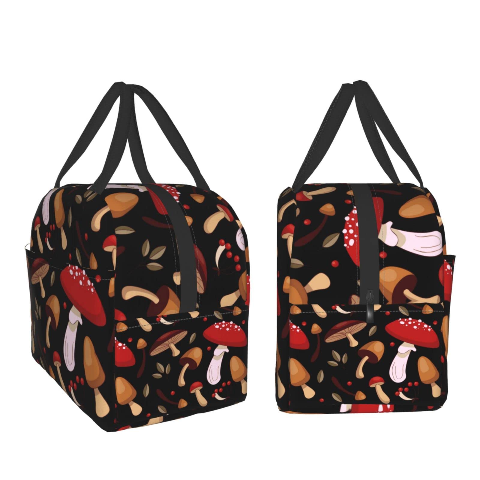 Insulated Lunch Bag with Cute Mushroom Print - Reusable & Leak-Proof Meal Container for Work, School, Travel & Picnic | Portable Tote for Men & Women | BPA-Free Food Storage