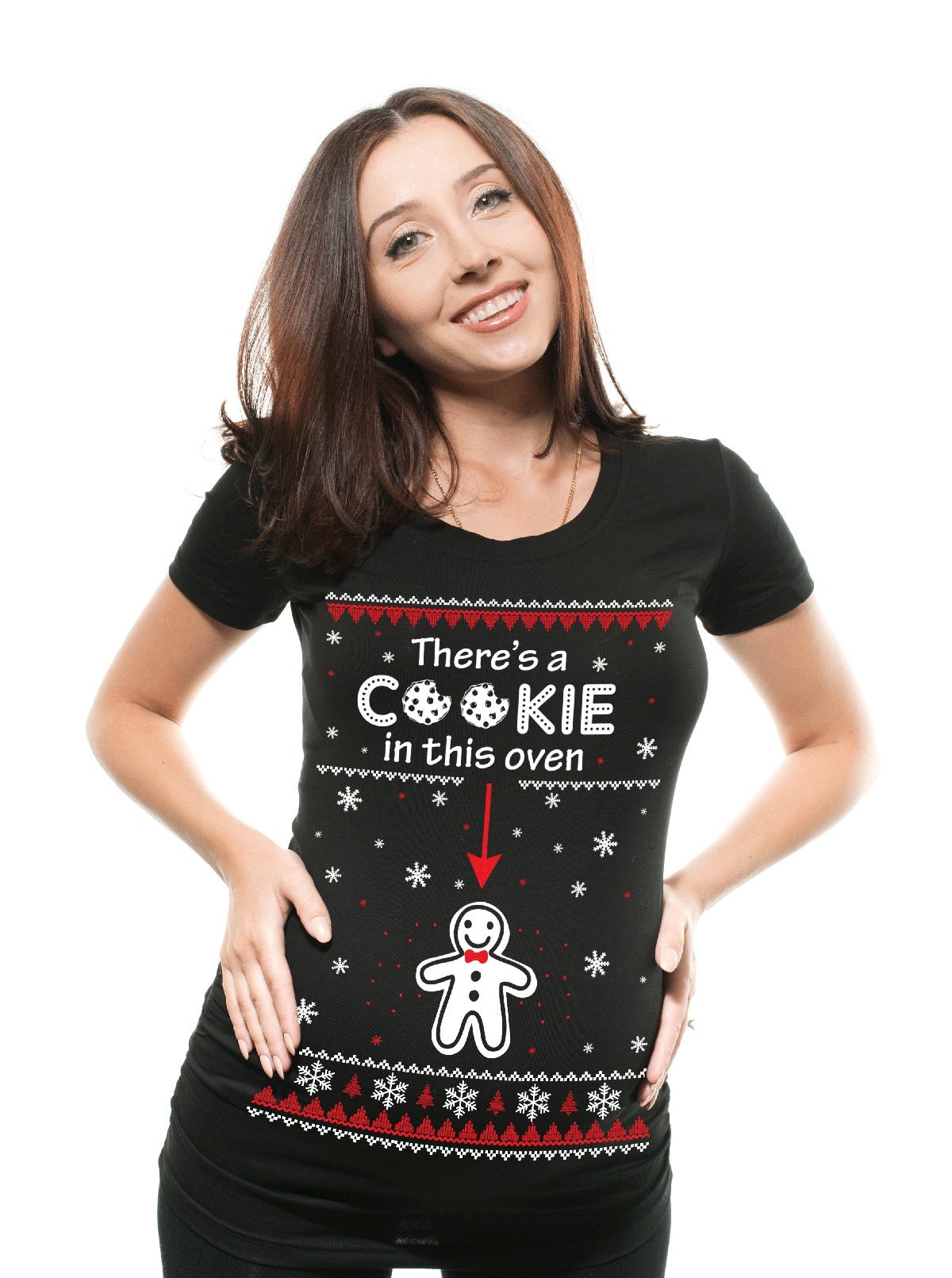 Funny Christmas Pregnancy T-Shirt with Cookie in Oven Design - Perfect Holiday Maternity Gift for Expecting Moms - Great for Christmas Parties & Pregnancy Announcements