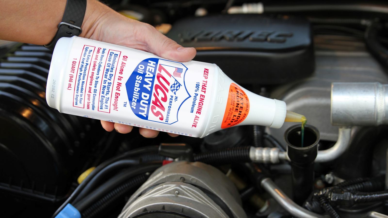 Lucas Oil 10001 Heavy Duty Oil Stabilizer - 1 Quart | Engine Protection & Performance Booster | Ideal for High Mileage Vehicles, Trucks & Heavy Machinery