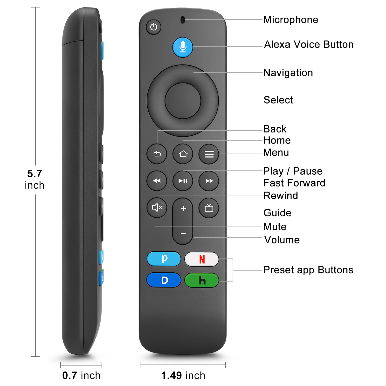 Replacement Voice Remote Control Compatible with Amazon Fire TV Stick, Fire TV Cube & Insignia/Toshiba/Pioneer Smart TVs - Hands-Free Voice Search, Streaming & Smart Home Control for Living Room & Bedroom Entertainment