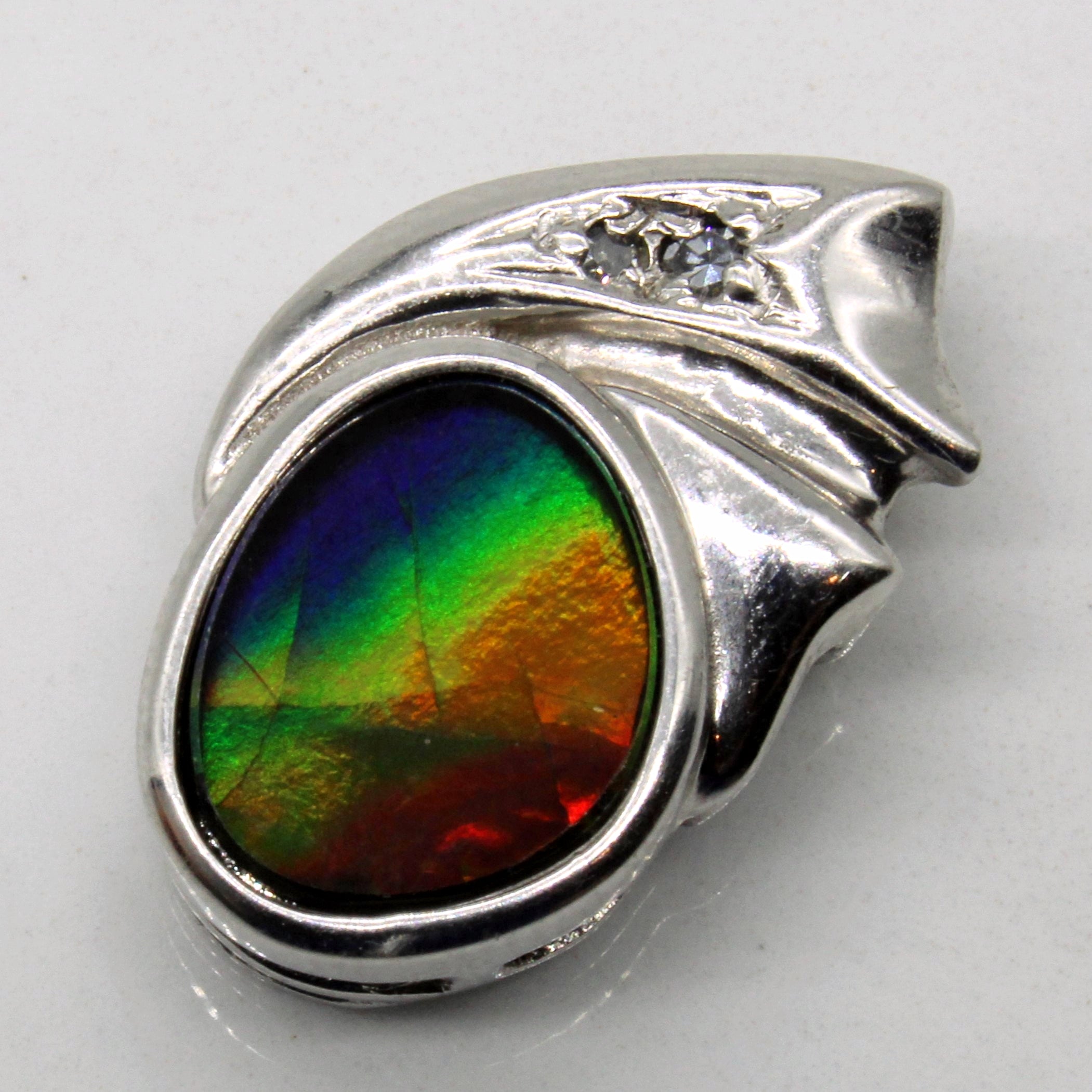 Exquisite 1.90ct Ammolite & 0.04ct Diamond Pendant Necklace - Natural Gemstone Jewelry for Women - Perfect Gift for Birthday, Anniversary & Special Occasions