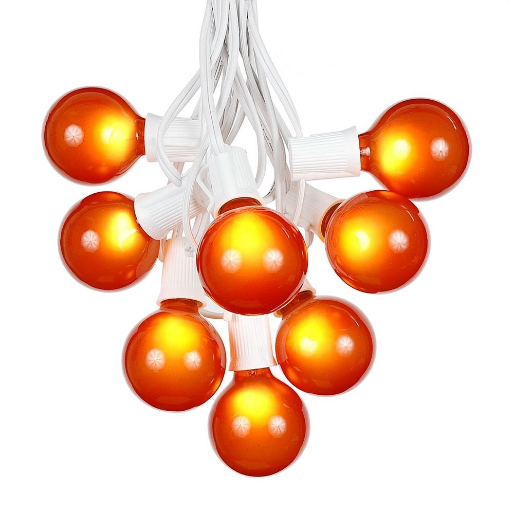 100 Foot G50 Outdoor Patio String Lights with 125 Orange Globe Bulbs - Weatherproof Indoor/Outdoor Hanging Lights for Market, Bistro, Café & Backyard - C9/E17 Base White Wire - Perfect for Weddings, Parties & Garden Decor