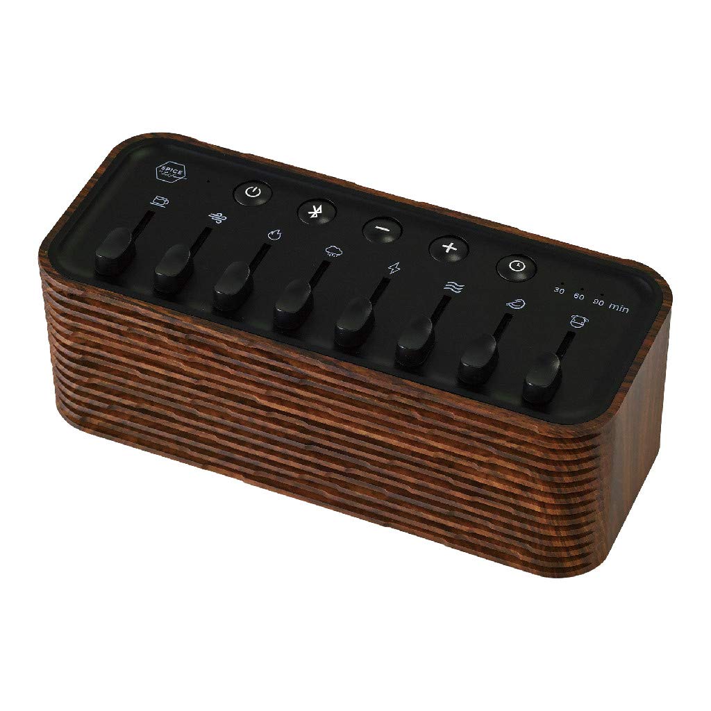 SPICE OF LIFE Tranquility Sound Machine - Wooden USB-Powered White Noise Bluetooth Speaker with Sleep Timer & Rain Sounds | Perfect for Babies, Nursery, Kids & Adults | Ideal for Bedroom, Office Décor & Relaxation | Helps with Sleep, Meditation & Stress Relief