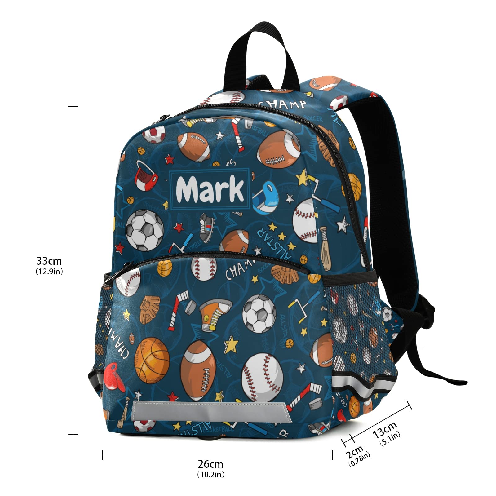 Custom Kids Football Backpack with Name - Personalized School Backpack for Boys & Girls - Adjustable Chest Strap for Preschool & Toddler - Perfect for School, Sports & Travel