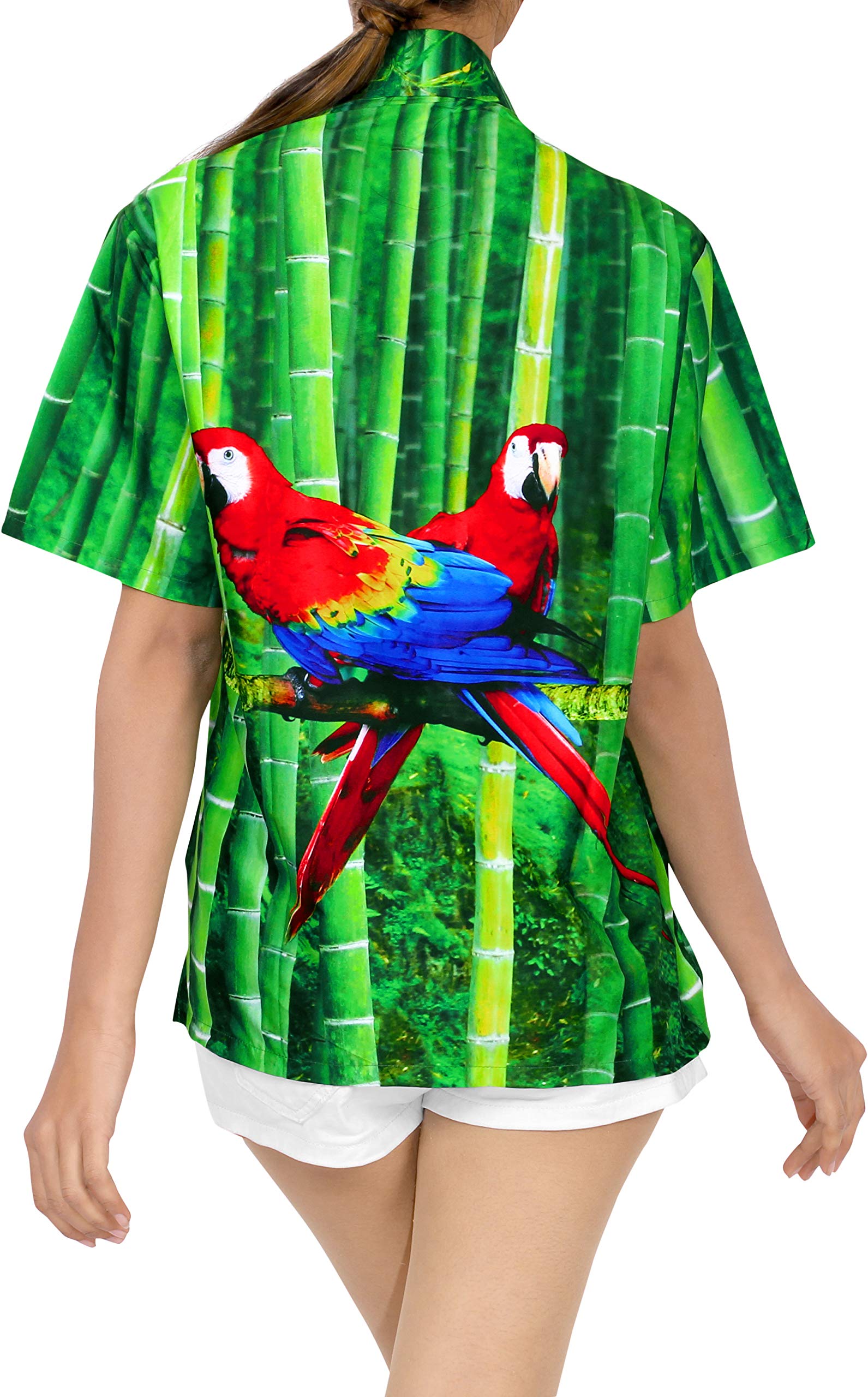 LA LEELA Women's Hawaiian Shirt - Short Sleeve Beach Blouse for Summer Vacation, Tropical Party & Casual Outfit | Lightweight Floral Print Top for Poolside, Luau & Island Getaways