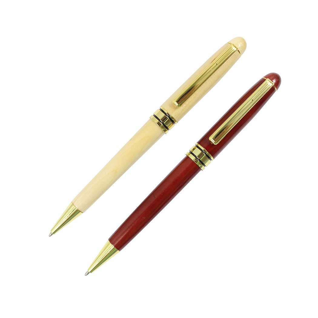 Handcrafted Rosewood & Maple Wooden Ballpoint Pen Set - 2 Premium Wood Pens, Vintage Style Writing Gift for Men & Women - Perfect for Office, Journaling & Special Occasions