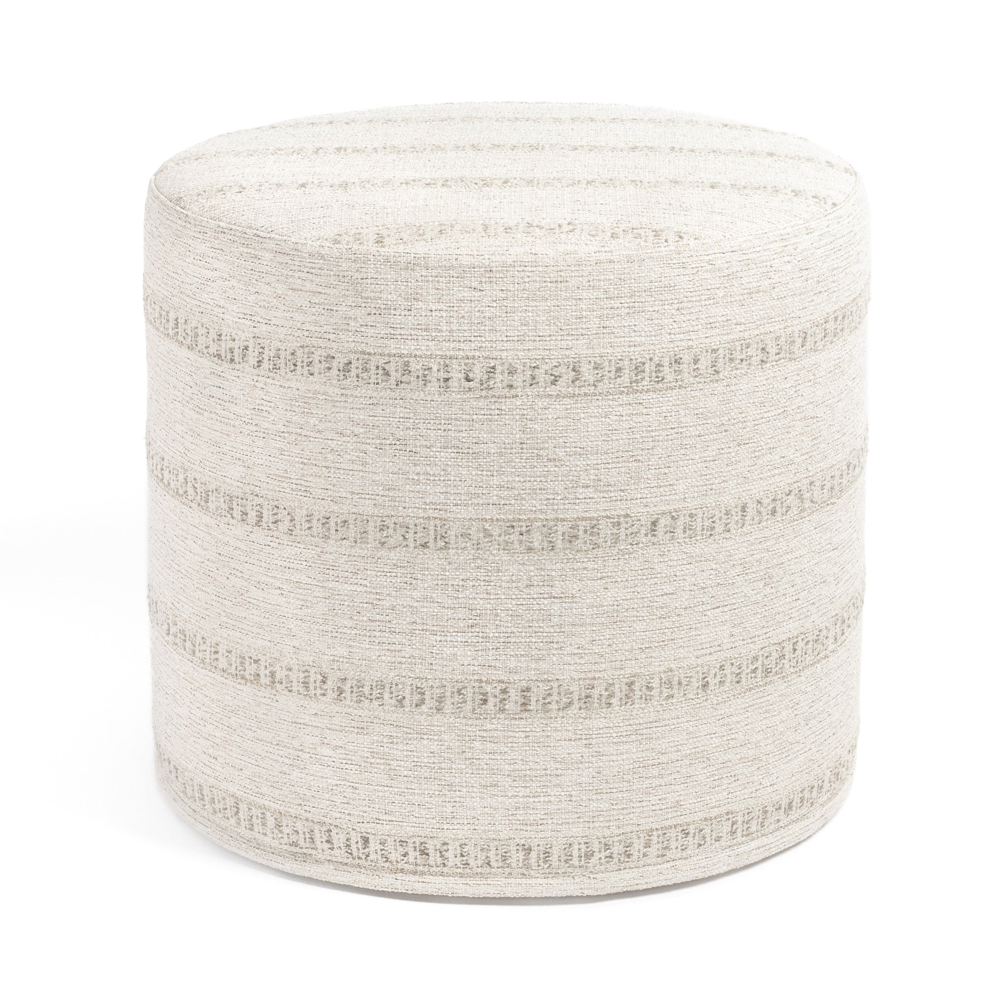 Durado Stripe 18x16 Round Ottoman in Natural Color - Perfect for Living Room, Bedroom & Home Decor