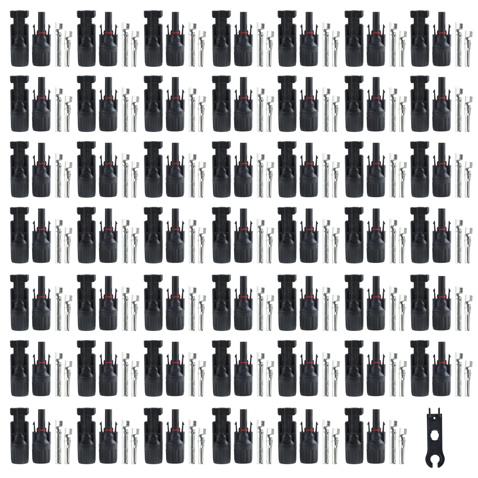 100PCS Solar Panel Connectors - 50Pairs IP67 Waterproof MC4 Male/Female Connectors for Solar Power Systems | Ideal for RV, Off-Grid & Home Solar Panel Installations