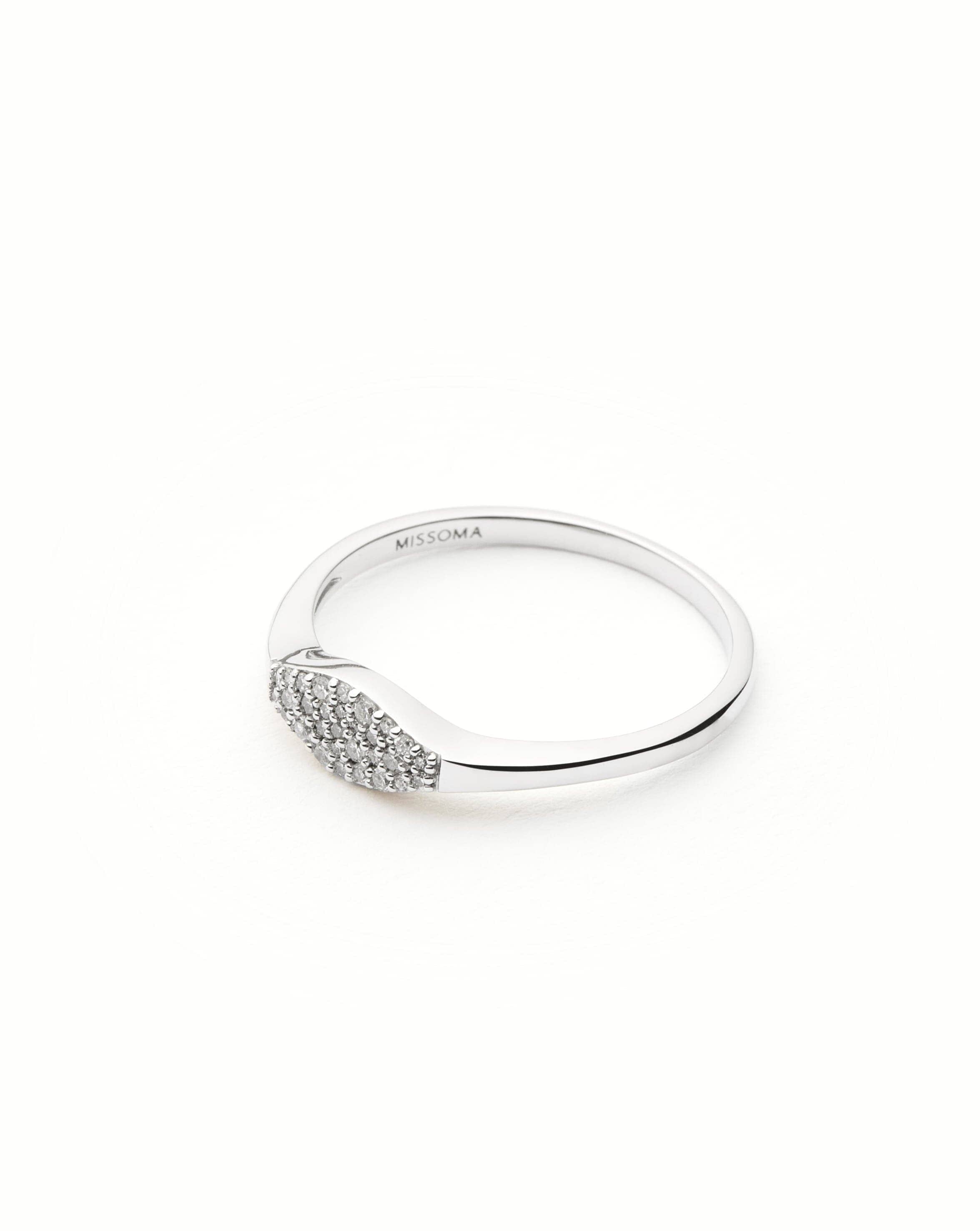 14K Solid White Gold Diamond Signet Ring for Men & Women - Elegant & Timeless Jewelry for Weddings, Engagements & Everyday Luxury