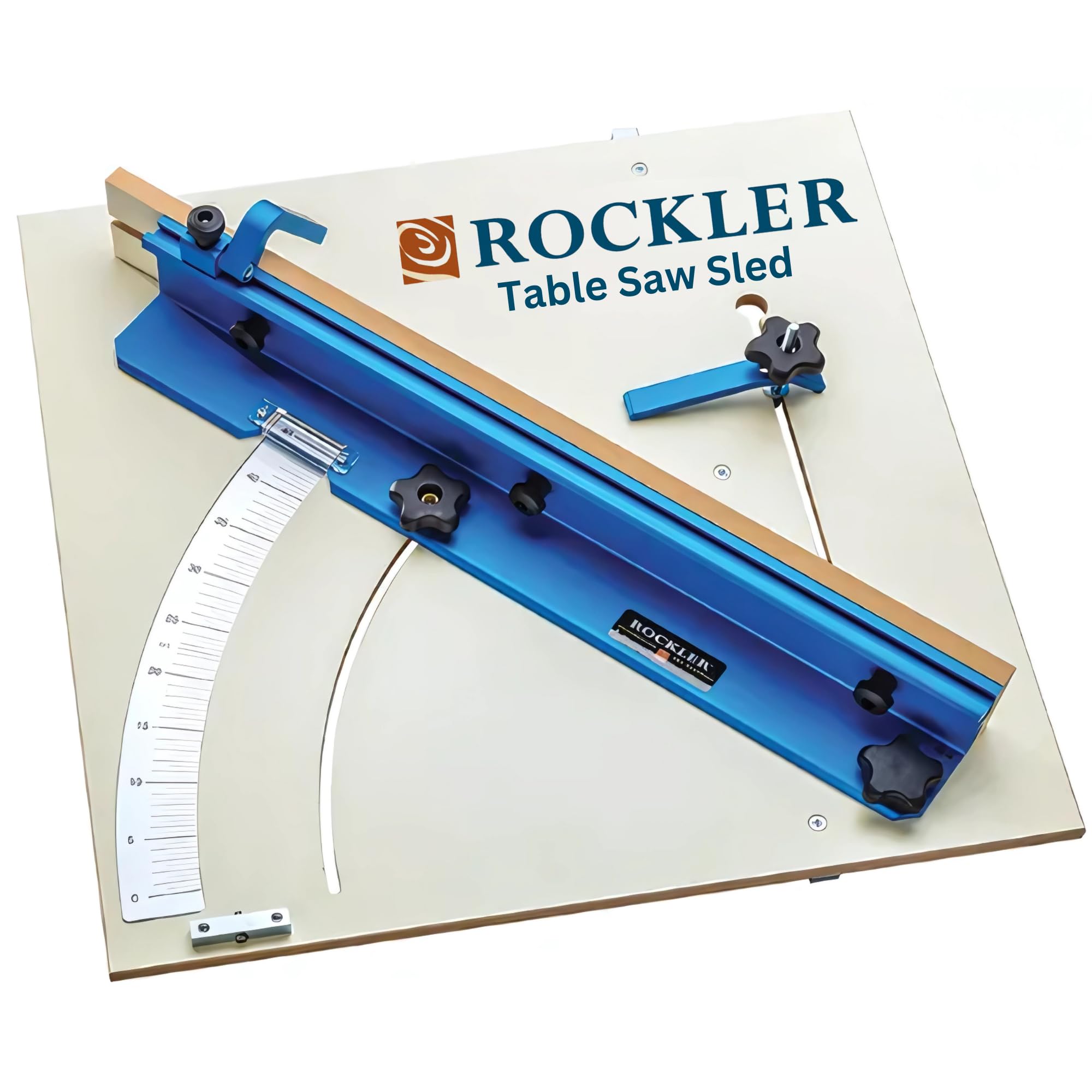 Rockler Precision Crosscut Sled for Table Saw with Large Protractor & Adjustable 90° Stop - 1/20 Graduations for Accurate Woodworking - Perfect for Cabinet Making, Furniture Building, and DIY Projects