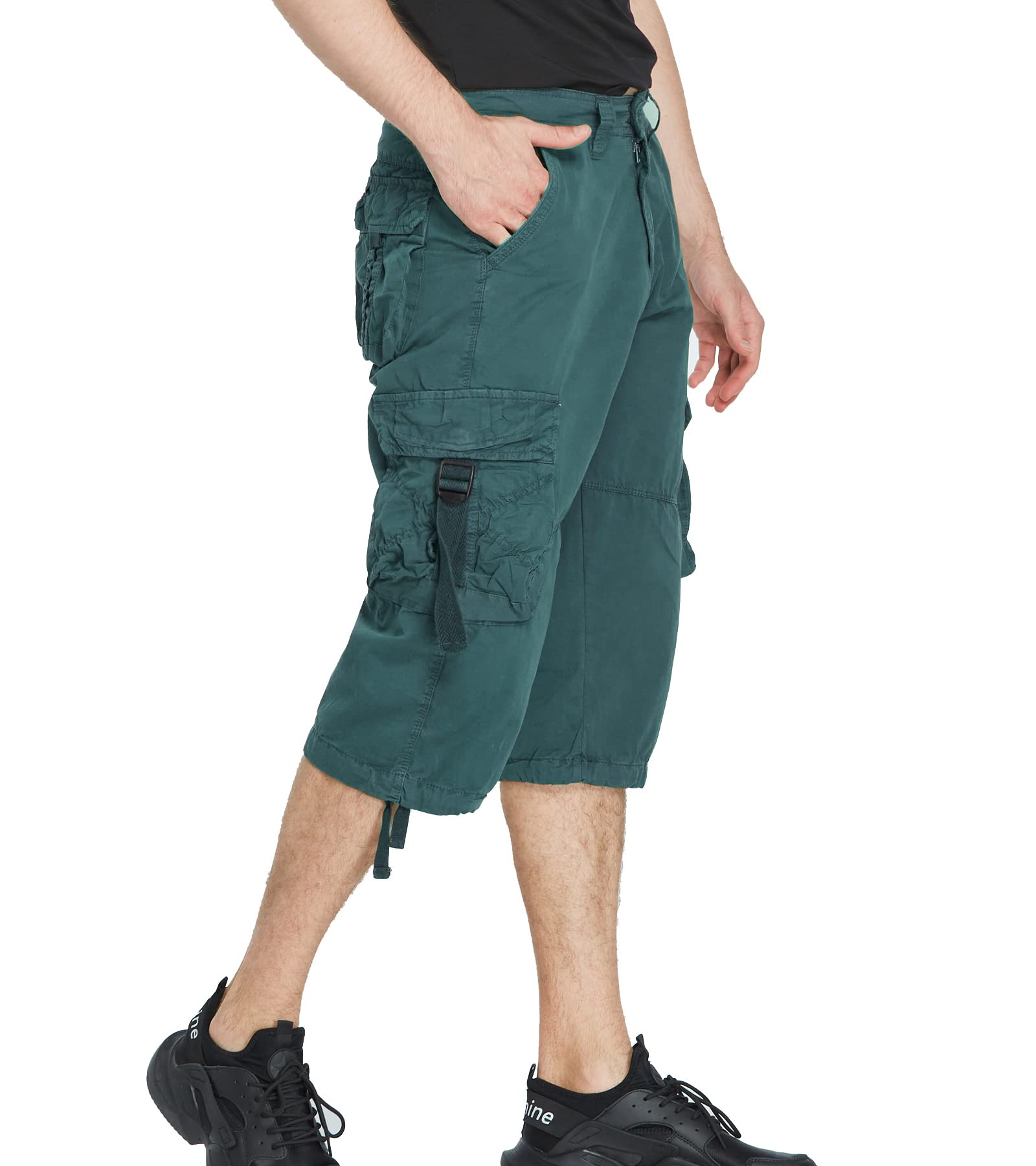 Men's 3/4 Length Cargo Shorts - Below The Knee Stretch Comfort Fit for Hiking, Travel & Outdoor Activities | Quick-Dry & Multi-Pocket Design
