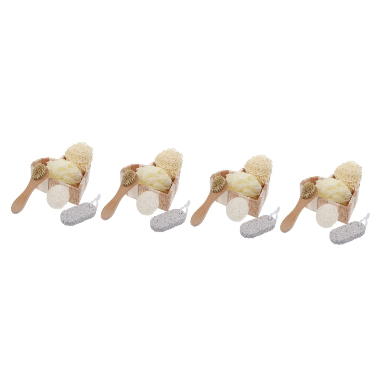 Beaupretty 4-Piece Bath Brush Set - Exfoliating Body Scrubber & Skin Care Kit for Shower & Spa