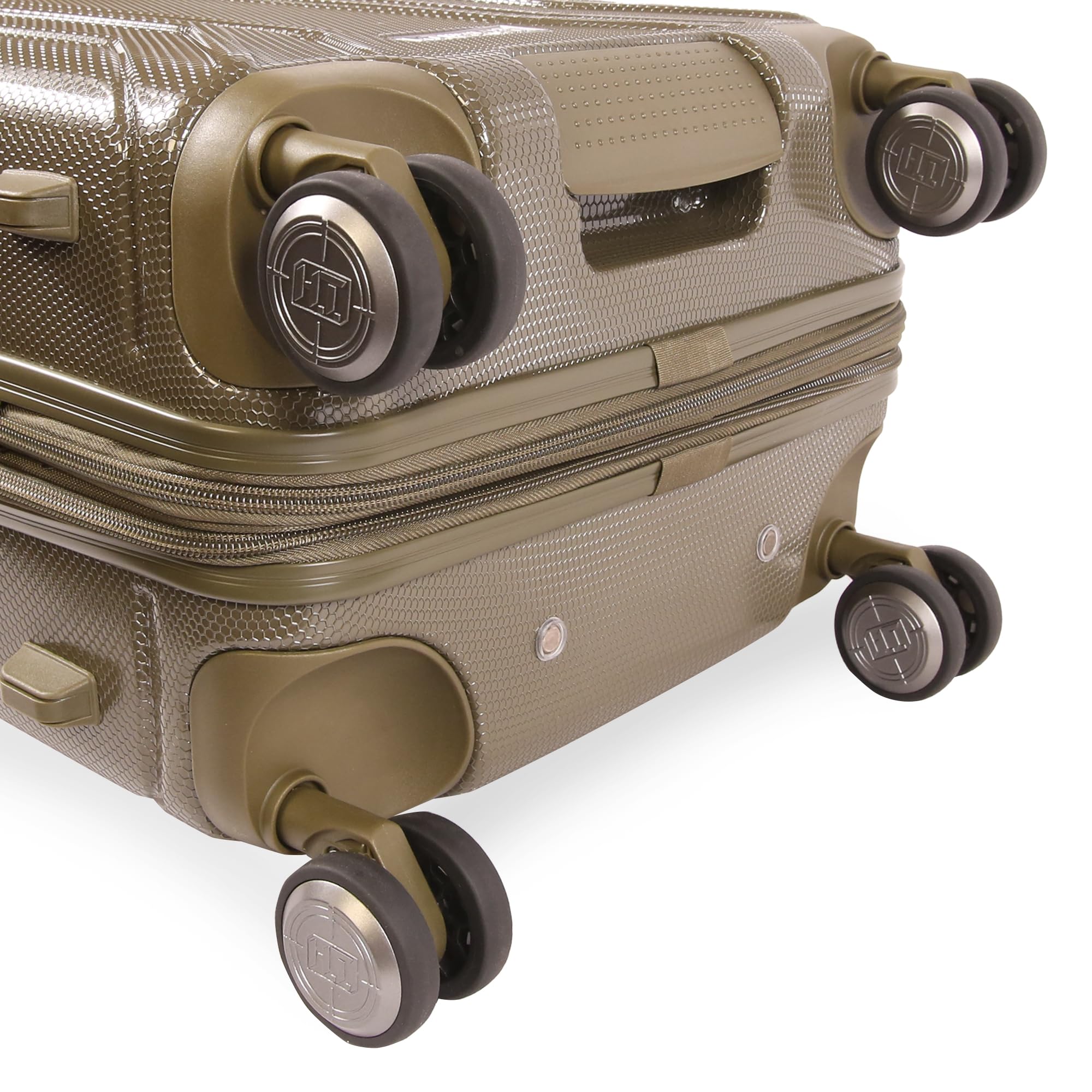 Highland Tactical 21 Inch Hardside Carry-On Luggage with Spinner Wheels - Dark Green Travel Suitcase for Business Trips & Weekend Getaways