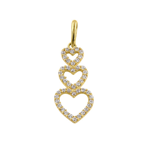 14K Solid Gold Heart Pendant with CZ Stones - Elegant Jewelry for Women, Perfect for Valentine's Day Gifts, Anniversaries & Special Occasions