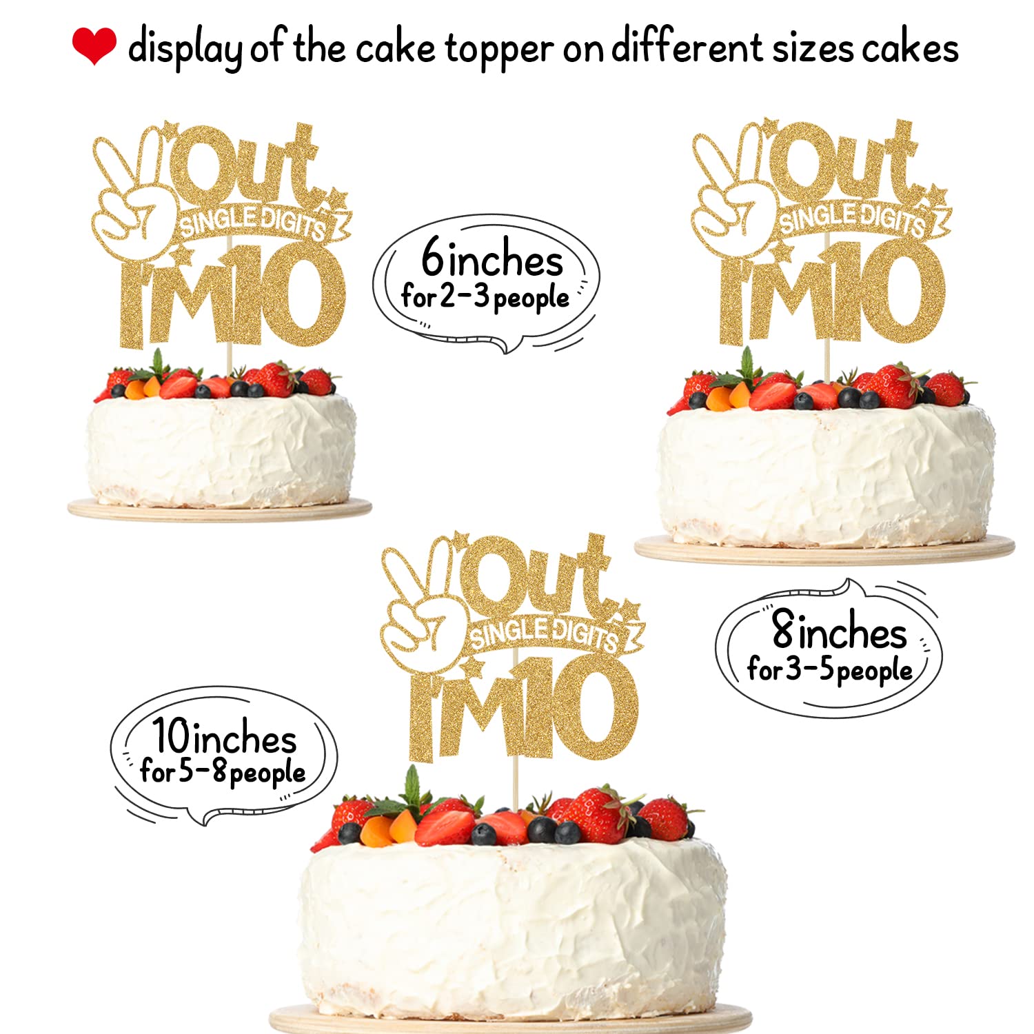 10th Birthday Cake Topper - Gold Glitter 'I'm 10' Double Digits Decor for Boys & Girls | Perfect for 10th Birthday Parties, Celebrations & Milestone Decorations