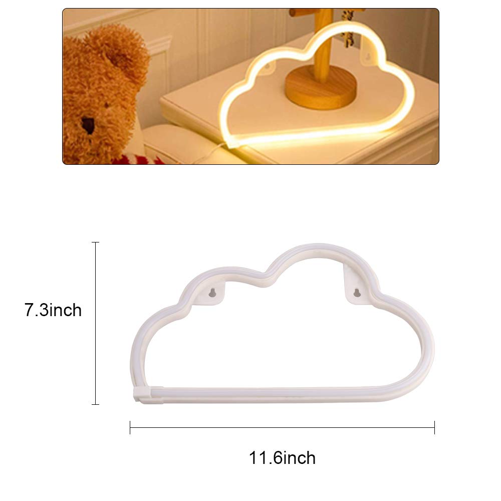 LYGZTing USB LED Neon Sign - Cloud Design Decorative Wall Light for Christmas, Birthday Party, Kids Room & Living Room | Battery-Free USB Charging Neon Art for Home Decor, Bar, Cafe, Wedding & Events