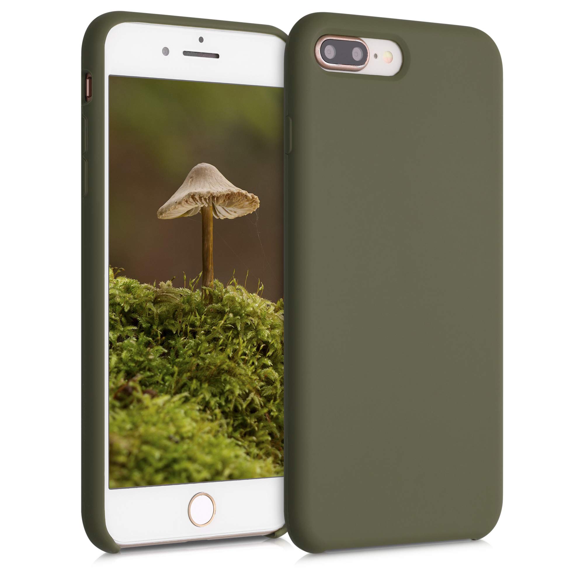 kwmobile Premium TPU Silicone Case for Apple iPhone 7 Plus/iPhone 8 Plus - Soft Protective Phone Cover in Dark Olive - Perfect for Everyday Use & Drop Protection