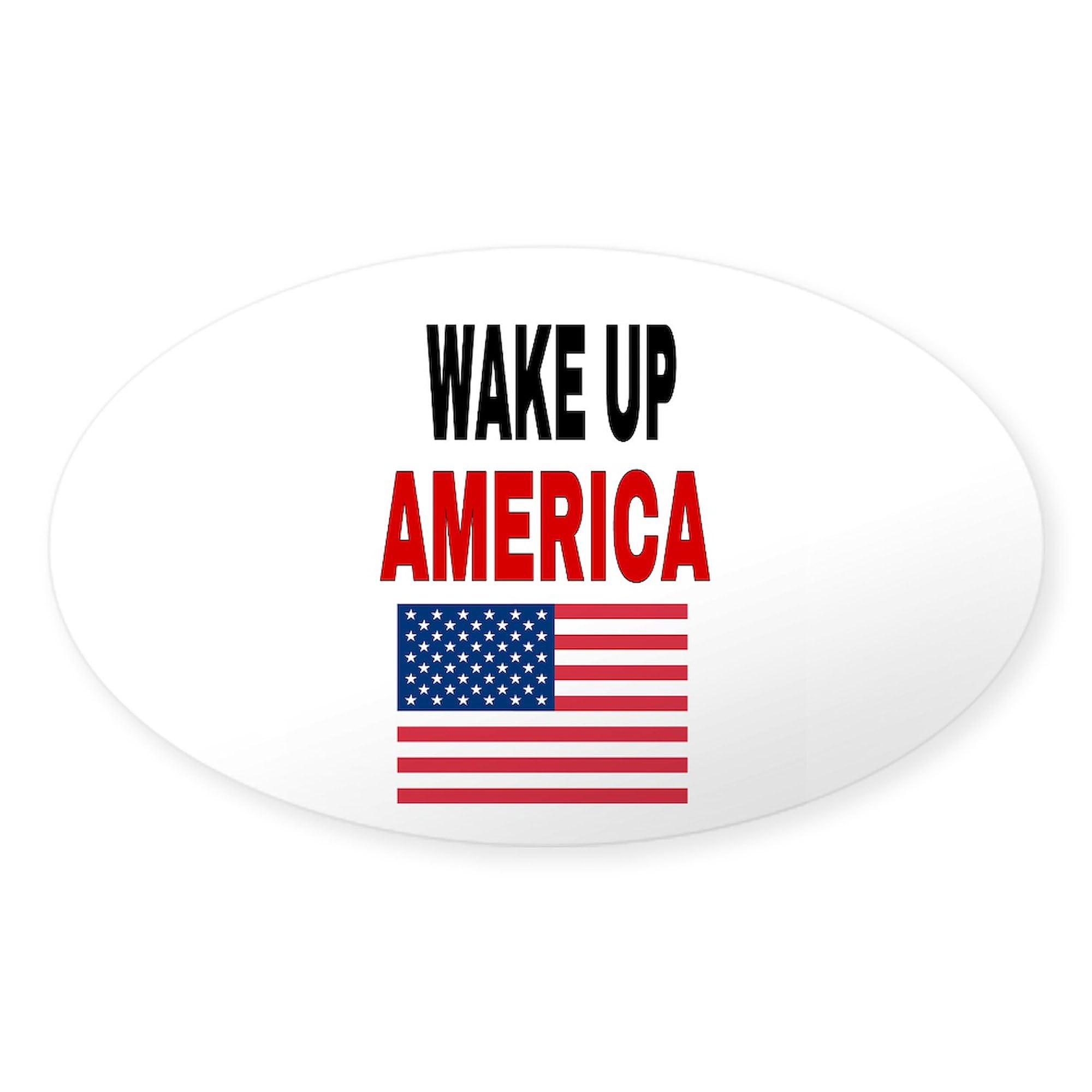 Wake Up America Oval Car Bumper Sticker - Patriotic Decal for Vehicles, Laptops & Windows - Perfect for Political Supporters, Activists & Patriotic Events