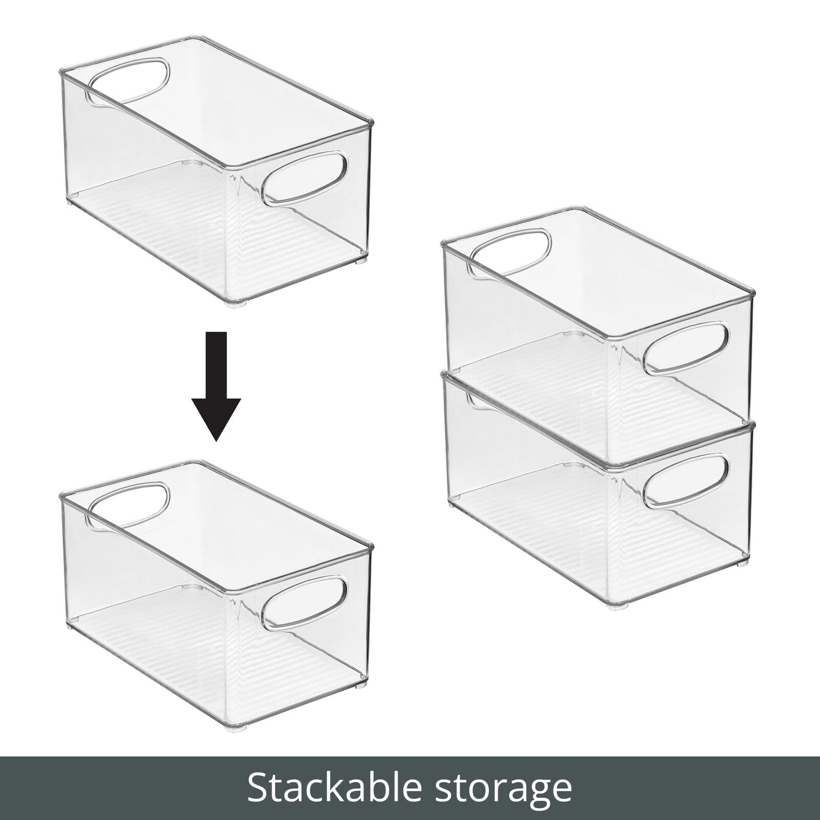 mDesign Plastic Baby Nursery and Food Organizer Bins - 2 Pack Clear Storage Bins with Handles for Closet, Cabinet, Shelves - Perfect for Baby Supplies, Canned Food & Bottles - Ideal for Nursery Organization, Pantry Storage & Home Decluttering