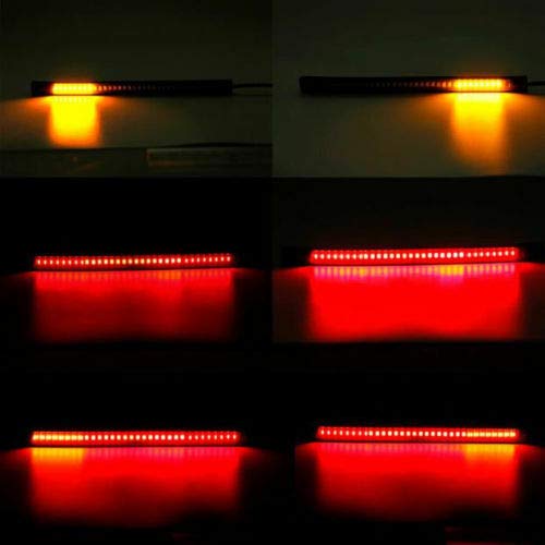 MACHSWON 48 LED Flexible Motorcycle Light Bar - Red & Yellow Tail Brake Stop Light & Turn Signal Light for Enhanced Safety & Style | Perfect for Night Riding & Custom Bike Builds