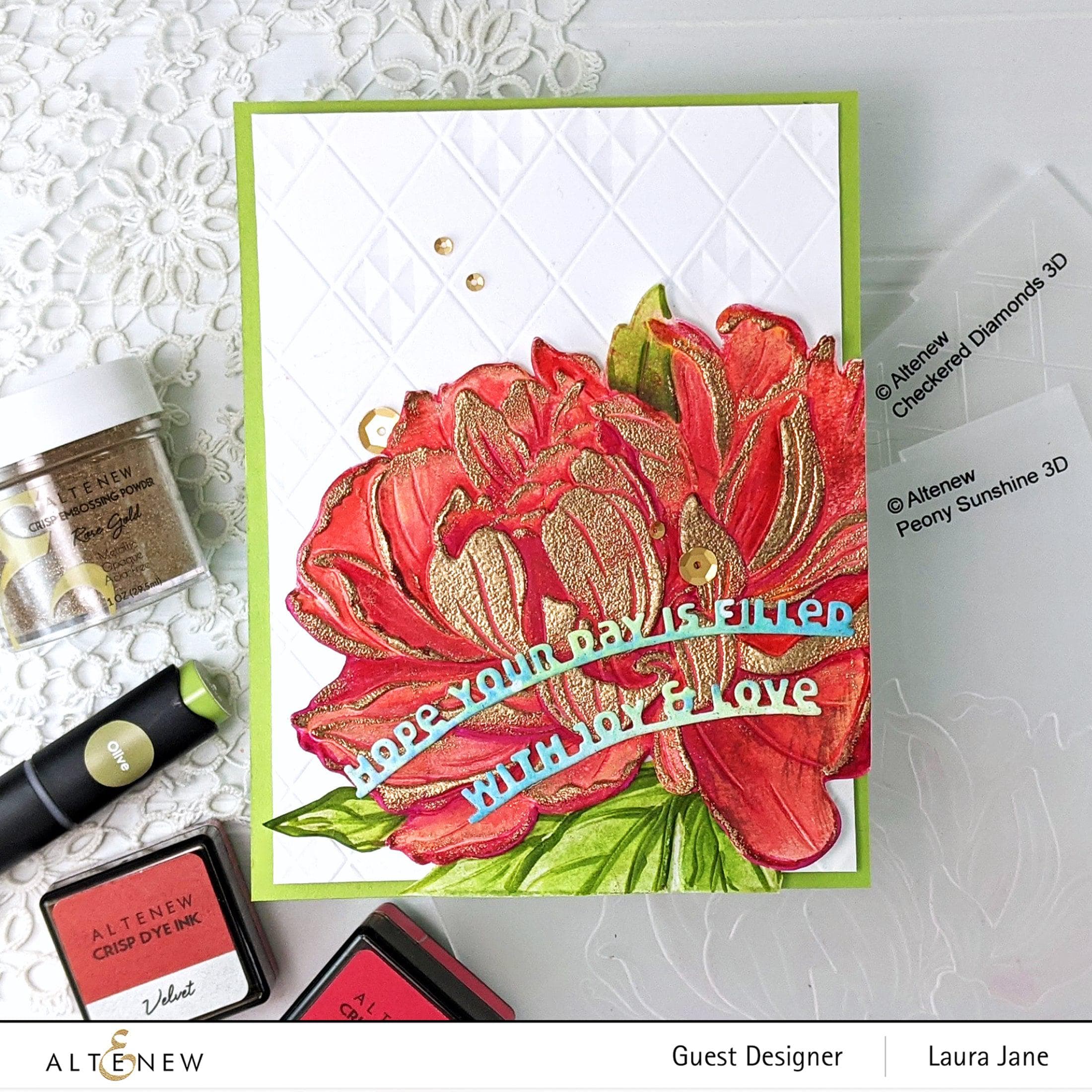 Peony Sunshine 3D Embossing Folder for Card Making, Scrapbooking & DIY Crafts - Floral Design Paper Craft Tool