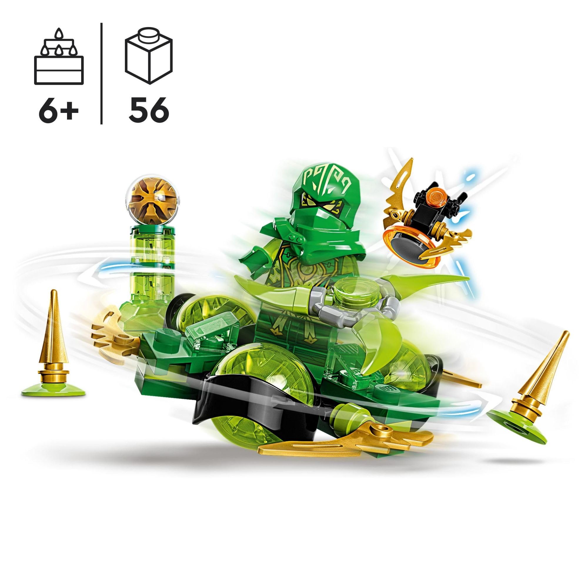 LEGO NINJAGO Lloyd’s Dragon Power Spinjitzu Spin 71779 Building Set - Interactive Green Spinning Dragon Toy with Ninja Lloyd Minifigure | Gift for Boys & Girls Ages 6+ | Perfect for Action Play, Birthday Gifts & Ninja-Themed Adventures