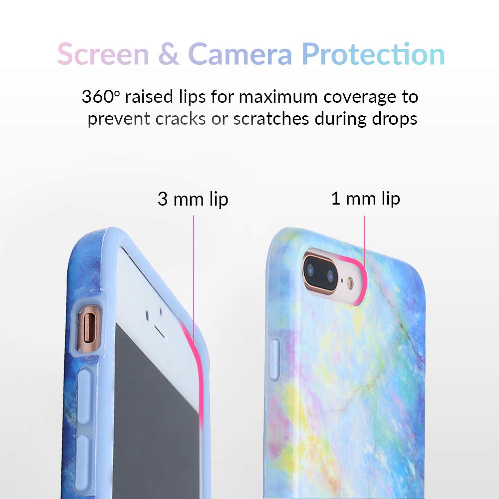 VELVET CAVIAR iPhone 8 Plus/7 Plus Case - Opal Blue Marble Protective Phone Cover for Women | Shockproof Slim Design for Everyday Use, Work & Travel