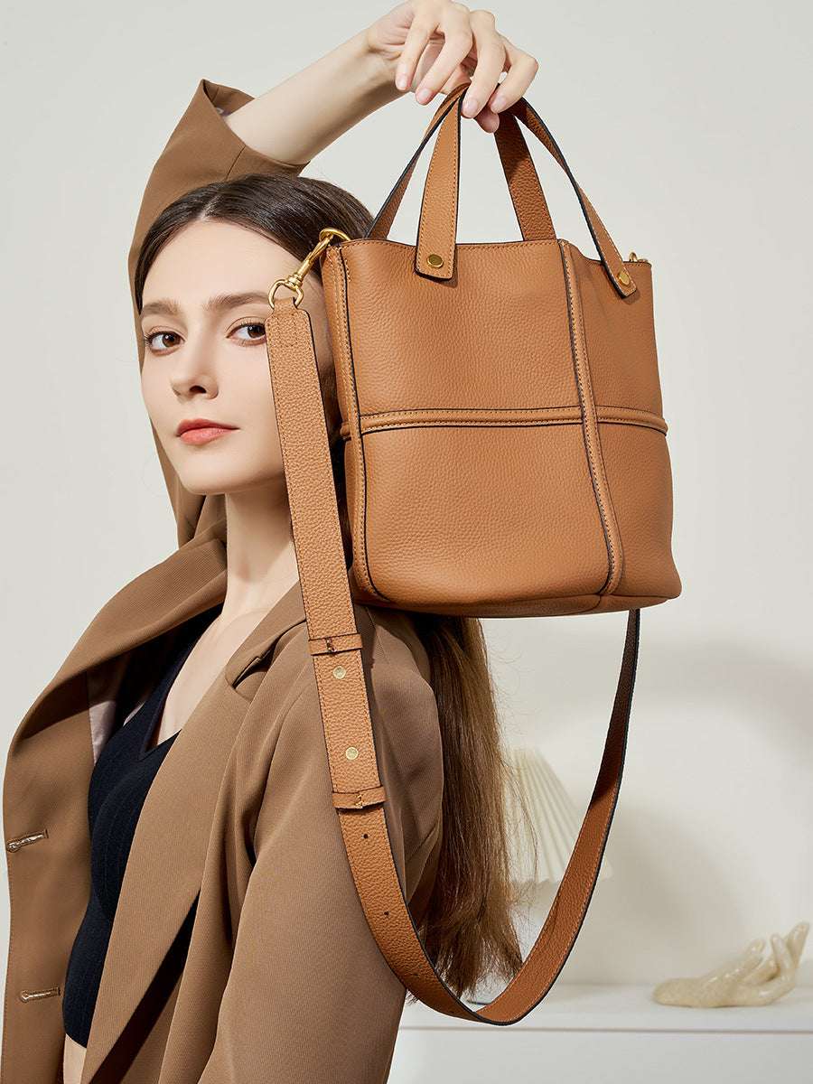 Stylish Leather Bucket Bag for Women - Fashionable Crossbody Shoulder Handbag - Perfect for Work, Travel & Everyday Use