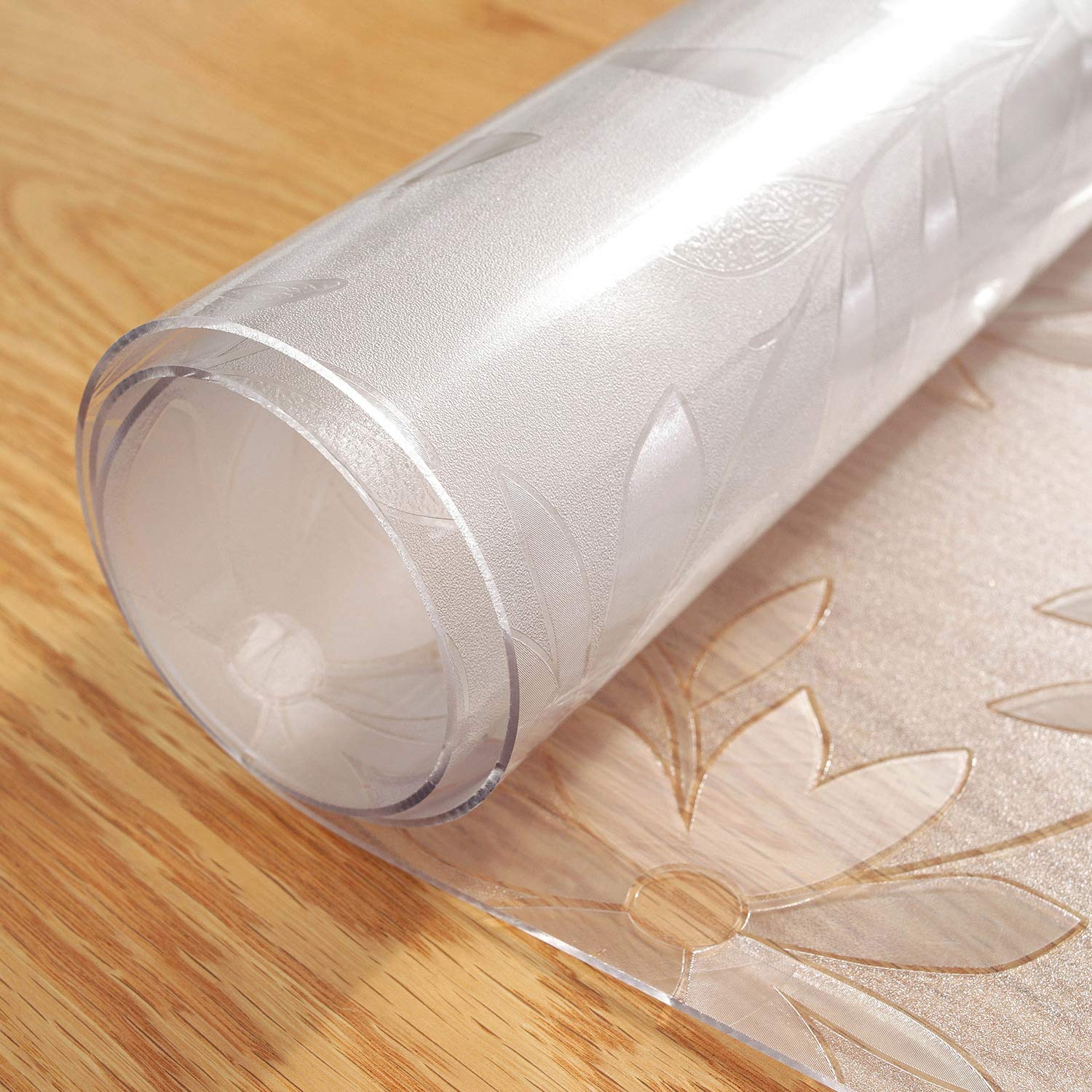 LovePads 1.5mm Thick 54x54 Inches Floral Table Protector, Frosted Plastic Table Cover, Waterproof PVC Table Pad Mat for Dining Room & Kitchen Wooden Tables, Perfect for Parties, Picnics, and Everyday Use
