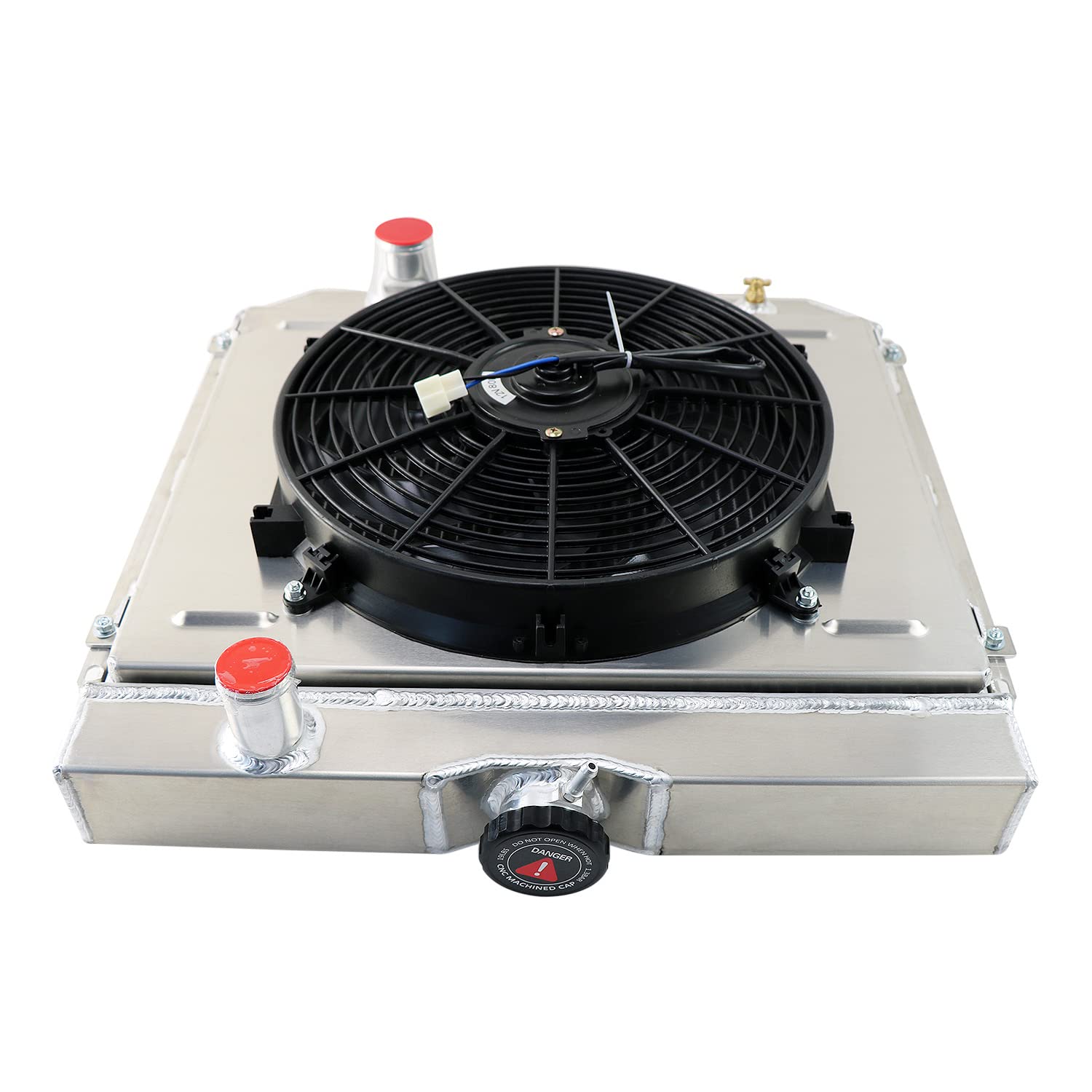 CU340 Full Aluminum Radiator for 1967-1970 Mercury Cougar & Ford Mustang Fairlane Torino V8 - High Performance 3 Row Radiator with Shroud Fan - Perfect for Classic Car Restoration & Hot Rod Upgrades