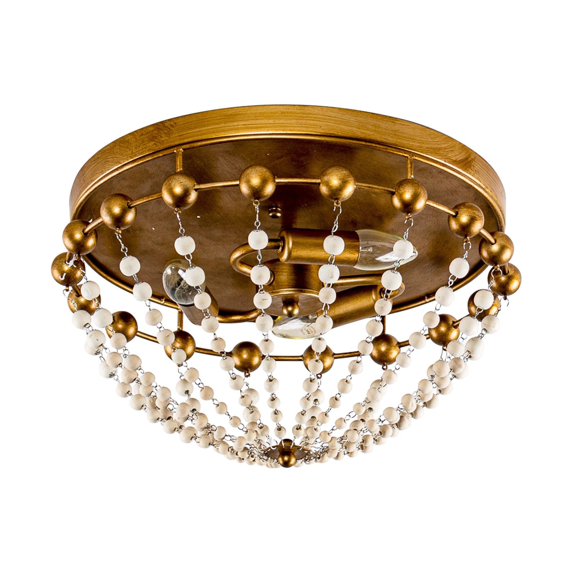 3-Light Golden Bohemian LED Flush Mount Ceiling Light - Modern & Stylish Lighting for Living Room, Bedroom, or Dining Area