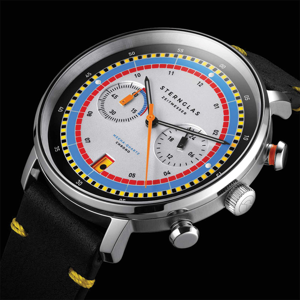 Hamburg Quartz Chronograph Watch 42mm Silver Dial with Genuine Leather Strap - Perfect for Business, Casual & Formal Occasions