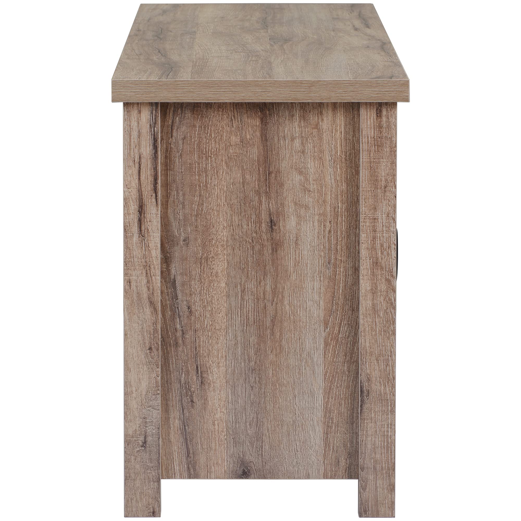 Farmhouse Wood TV Stand with Double Sliding Barn Doors & Open Shelves - Rustic Entertainment Center & Storage Cabinet for Living Room, Bedroom, Kitchen | Perfect for Home Theater Setup & Cozy Living Spaces (Oak Finish)