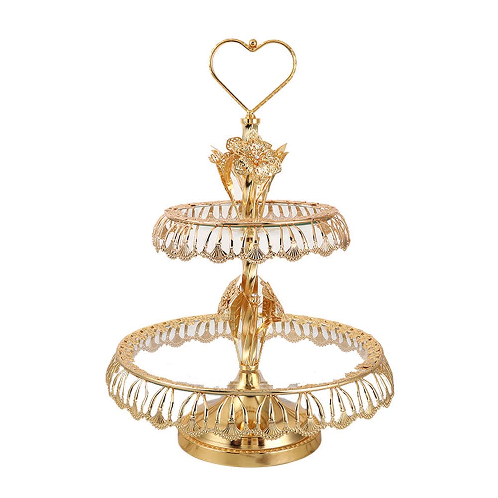 2-Tier Gold Glass Cake Stand for Dessert Table - Elegant Metal Cupcake Pastry Candy Display for Birthday, Anniversary & Wedding Parties - Perfect for Events & Special Occasions