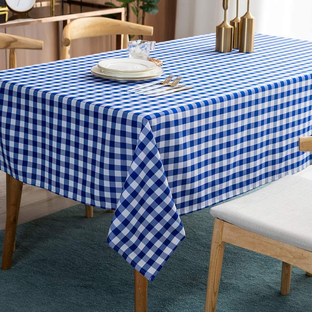 Blue Gingham Checkered Tablecloth - 54