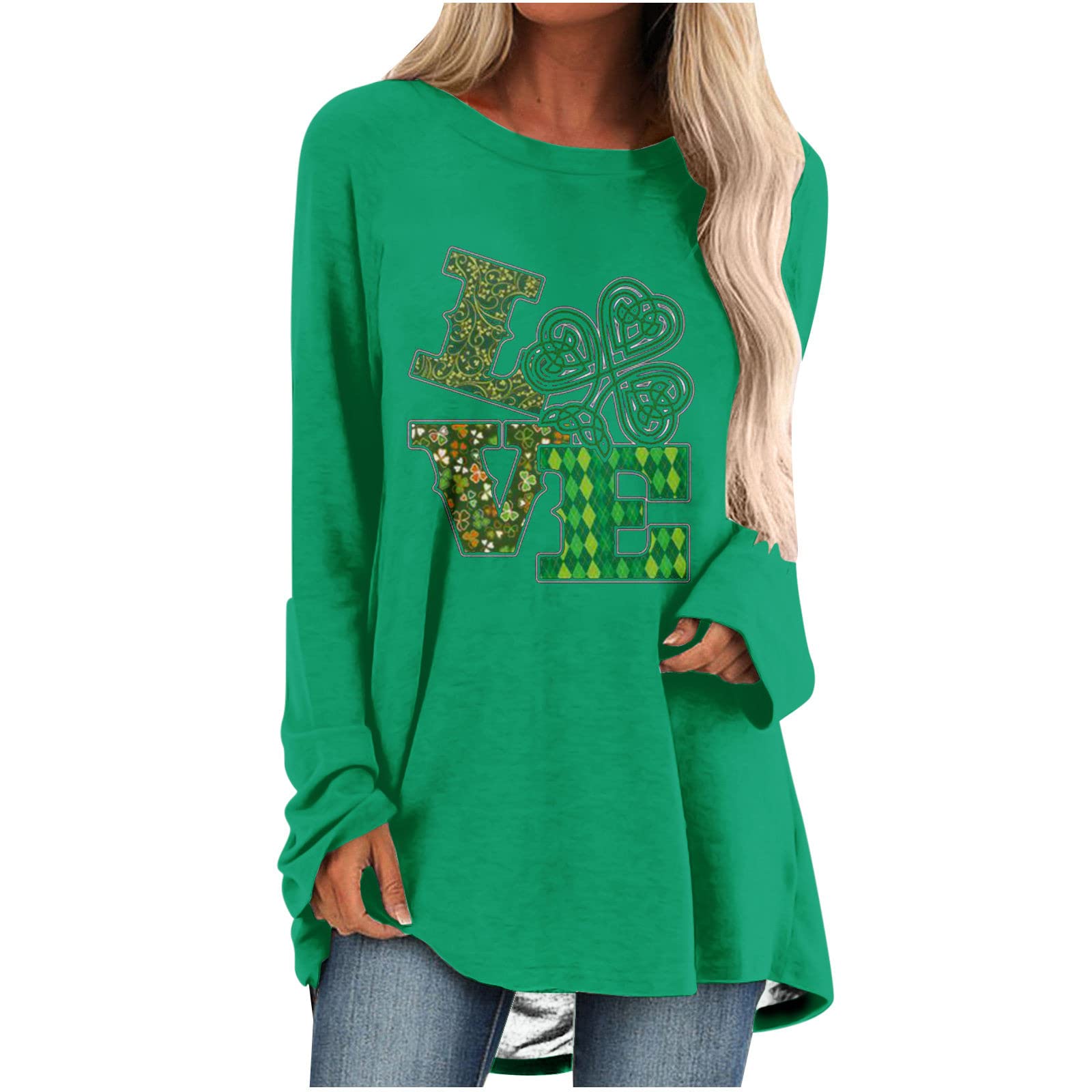 Stylish St. Patrick's Day T-Shirts for Women - Loose Fit Casual Long Sleeve Blouse with Fun Prints | Perfect for Irish Themed Parties, Pub Crawls & Festive Celebrations