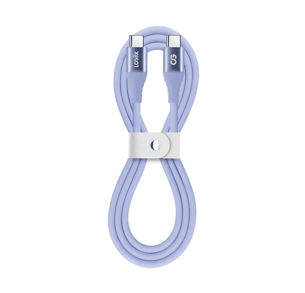 Vibrance Silicone USB C to USB C Cable 1M/3.3ft Fast Charging Cord for iPhone 15/14/13, Samsung Galaxy, iPad - Soft & Durable Lavender Color - Perfect for Home, Office & Travel Charging